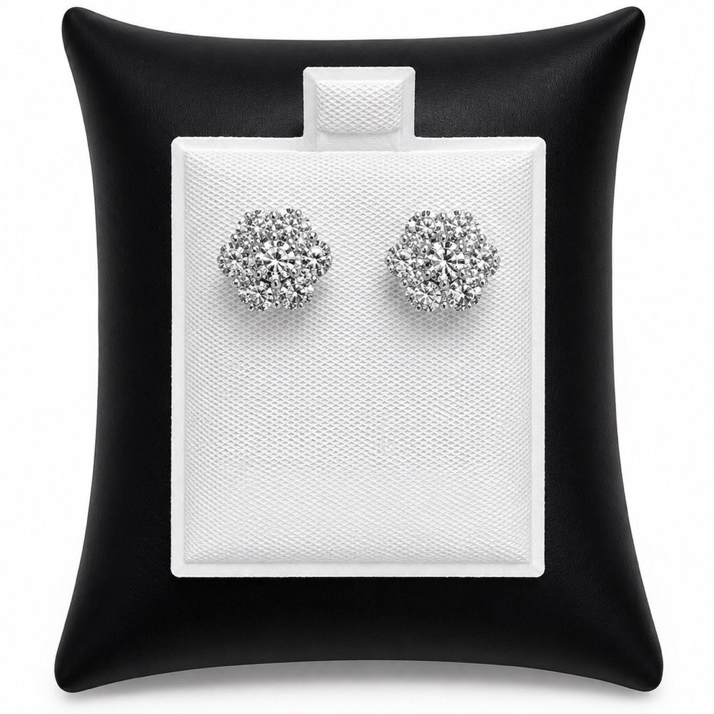 Classic 925 Sterling Silver Cluster Stud Earrings 2.80CT MOISSANITE Screw back